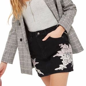 Topshop Skirts - NWT TOPSHOP Lace Applique Denim Skirt Size 8 Topshop Skirts - NWT TOPSHOP Lace Applique Denim Skirt Size 8